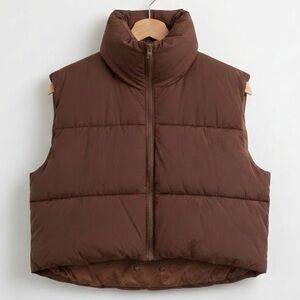 Chocolate Brown Puffer Vest - Fits like a Size Small/Medium
